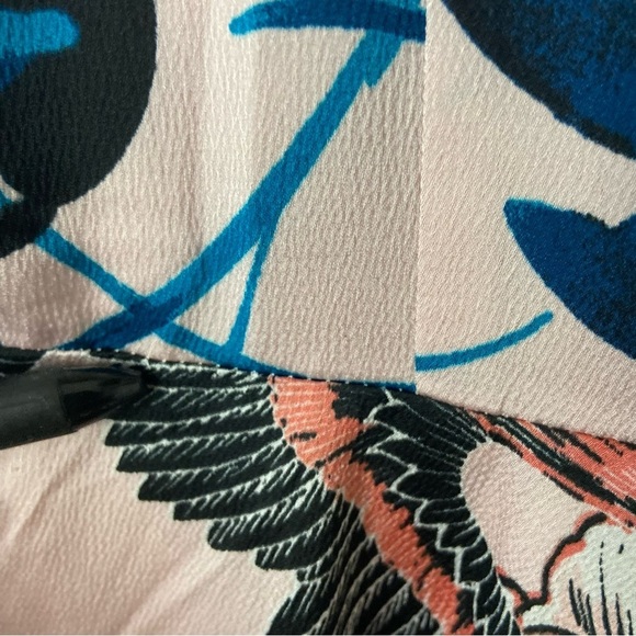 Eliza J Floral Flutter High Low Faux Wrap Dress Floral Exotic Birds Feminine 8 - Picture 14 of 15